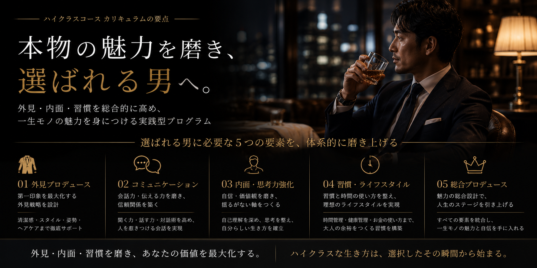本物の魅力を磨き、選ばれる男へ。ハイクラスコース